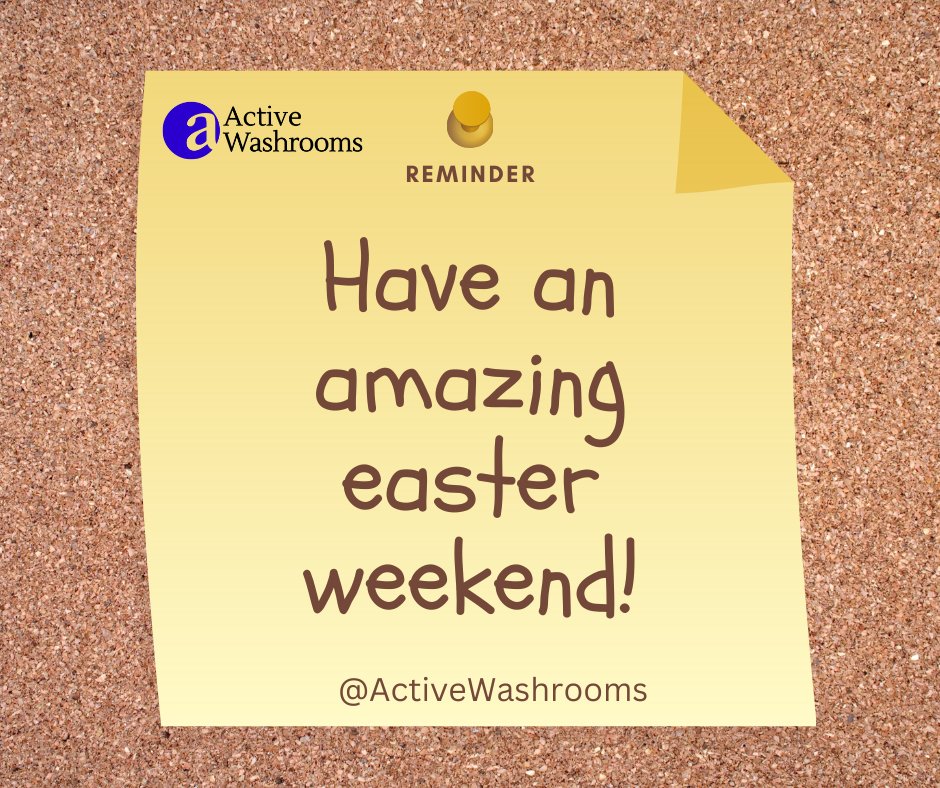 ActiveWashrooms's tweet photo. We hope everyone has an amazing easter weekend ๐ซ๐ฌ๐ฅ
#Reminder #BankHolidayWeekend #AmazingEaster #EasterBunny #LeadingTheWay #ActiveWashrooms https://t.co/V41udnIBnm