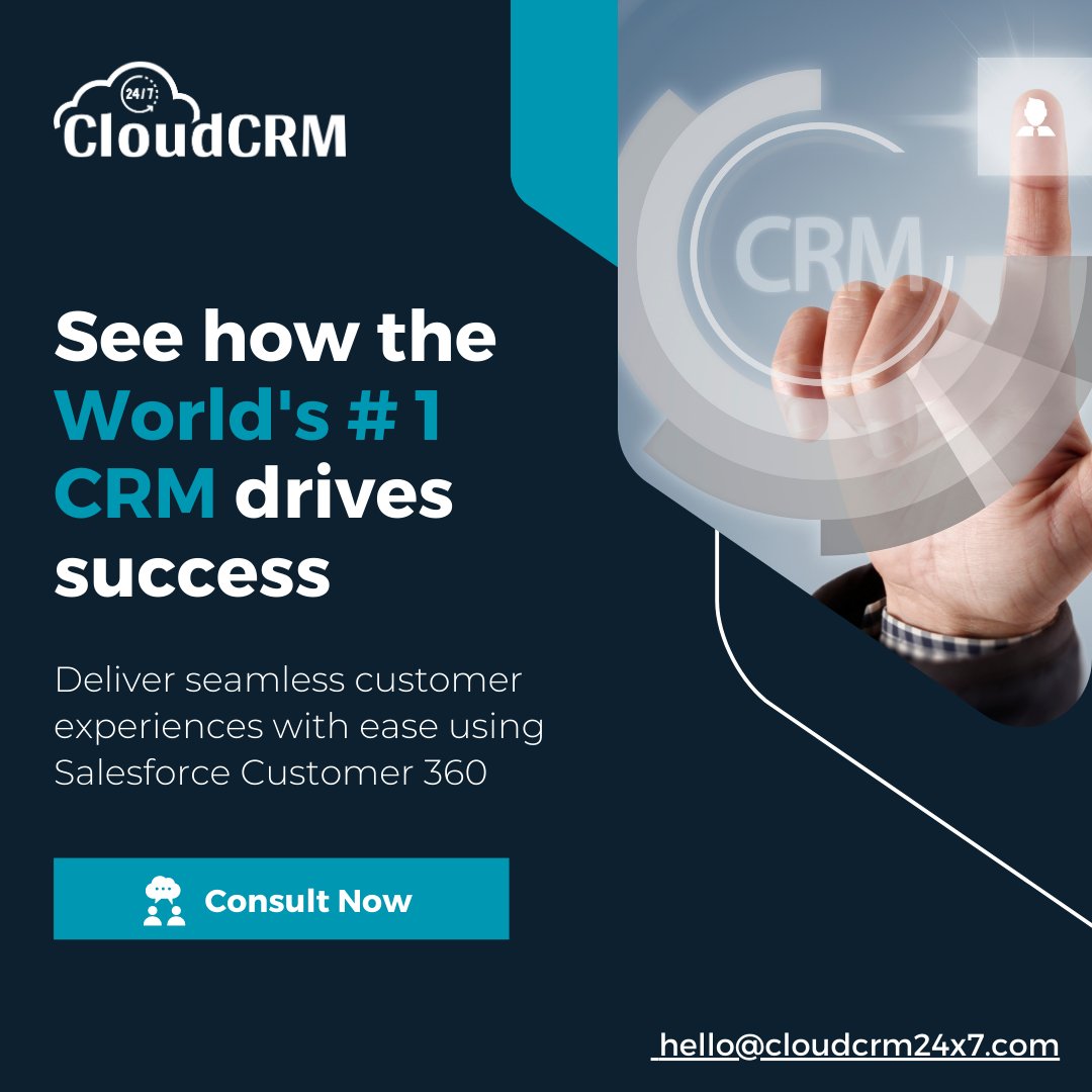 Crm24x7's tweet image. To avail salesforce customer 360 benefits, consult our salesforce expert to hello@cloudcrm24x7.com 

#salesforce #salesforcecertified #salesforcemanagedservices #salesforcecertified #salesforceintegration #salesforcecustomer360 #salesforce360 #customersatisfaction #cloudcrm #CRM