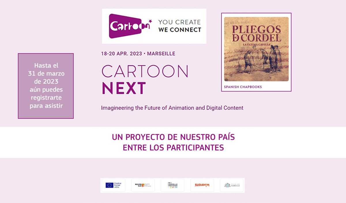 OficinaMEDIAEs's tweet photo. CartoonNext de @CARTOON_media contará con un proyecto de serie de animación 3D de nuestro país.

Más info > https://t.co/I8YrBtDvs5

#CartoonNext #PliegosDeCordel https://t.co/lrQ6D2vo0w