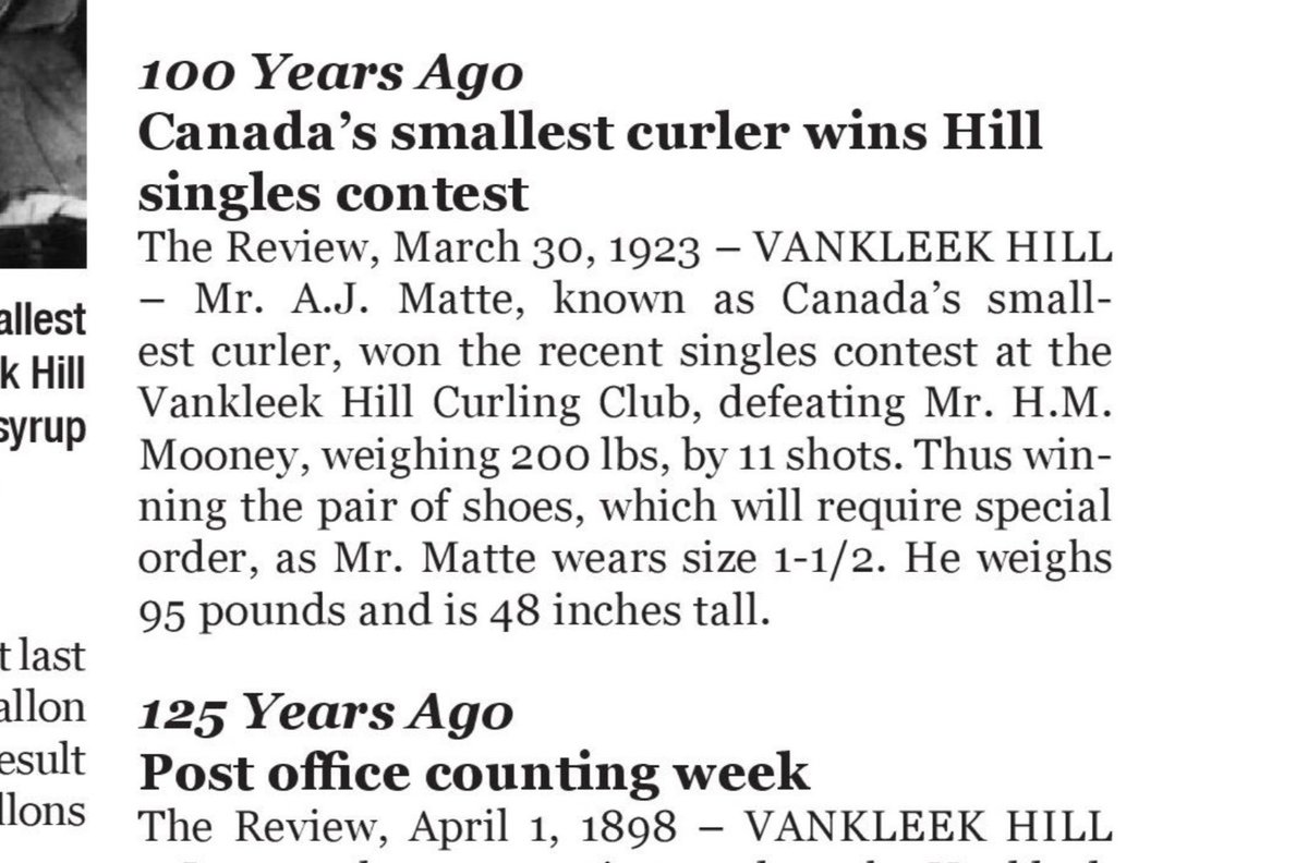 grassrootscurl's tweet photo. In the town where I learned how to curl (in a cozy 2-sheeter), curling history is strong - and makes its way into the weekly paper, too. (Also, you can't make this stuff up....) #curling #grassroots https://t.co/FylocRpt4T