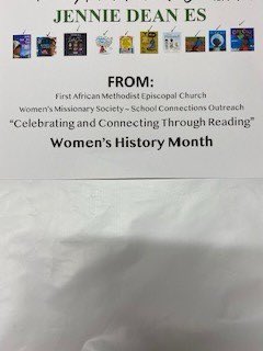 JDES_MCPS's tweet photo. Thank you to Methodist Episcopal Church of Manassas for your donation of amazing books about wonderful women who had a positive impact on our world! What a FINtastic way to celebrate Women’s History Month! 🐬

#DeanDreamTeam #WomensHistoryMonth https://t.co/Nud4pbciMt