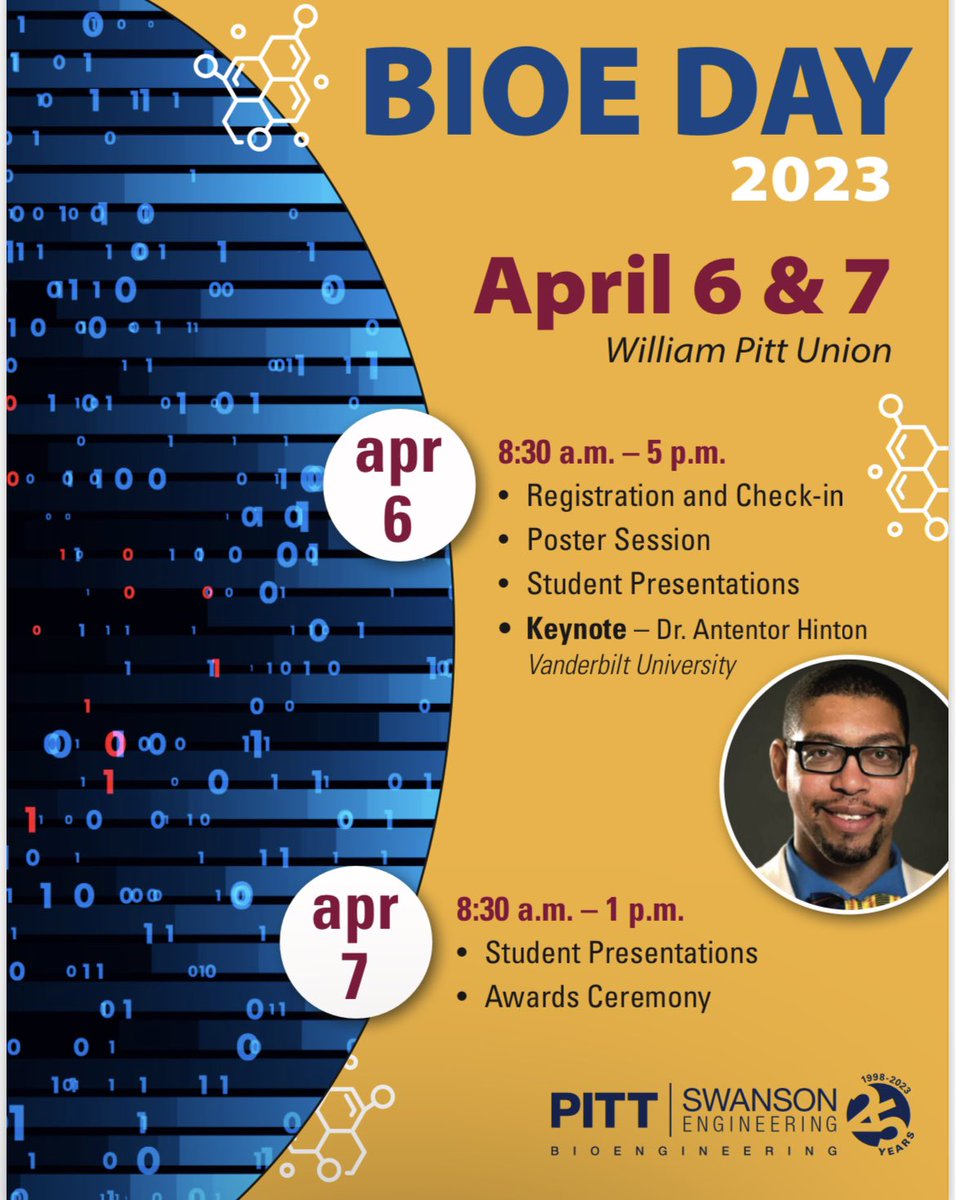 PittGradBMES's tweet image. BioE day is only ONE week away! 

So excited to hear our key note speaker @phdgprotein86 @AtHinton