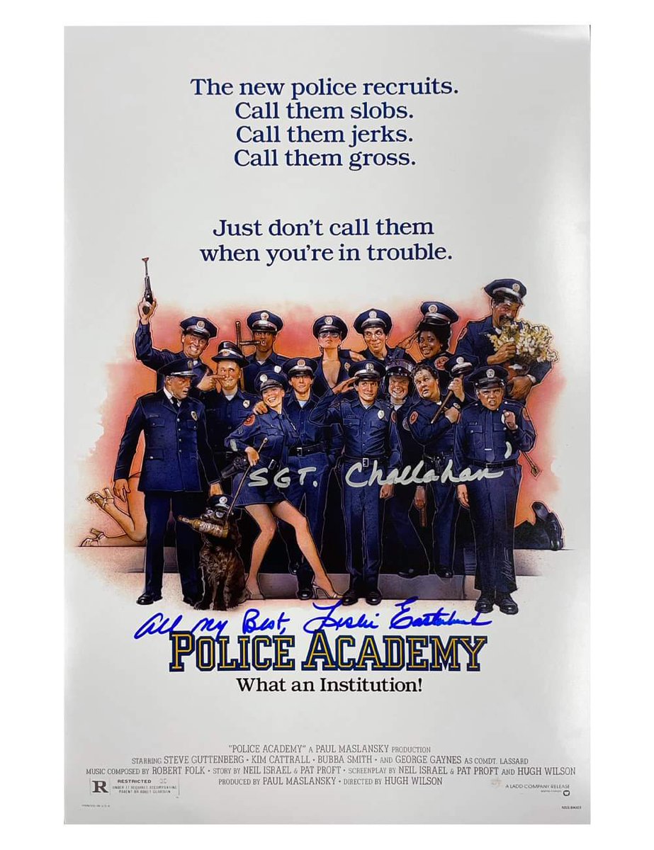 Our own merch stand will be in the red venue in Hall 2 as always

For example these POLICE ACADEMY posters and prints already signed by either Leslie Easterbrook or Steve Guttenberg would be perfect for anyone wanting a cast signed piece with GW and Lance https://t.co/ukhOsn7qtn