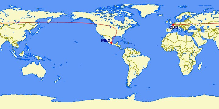 C MerSis (@cmersis) on Twitter photo Hi <a href="/gcmap/">Great Circle Mapper</a>, quick one about the Bézier paths. Why do some paths go the other way around? (Ex: CDG-MEX) Hi <a href="/gcmap/">Great Circle Mapper</a>, quick one about the Bézier paths. Why do some paths go the other way around? (Ex: CDG-MEX)
