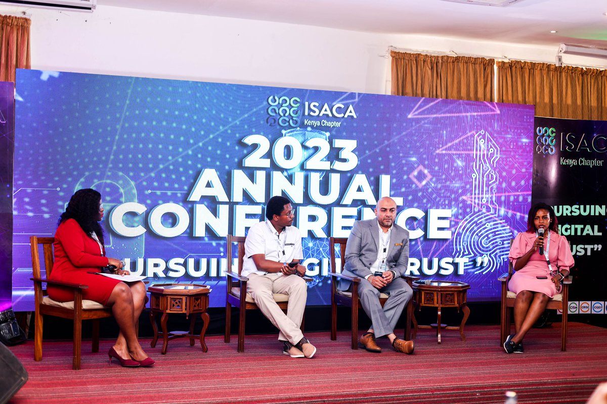 Isaca_kenya's tweet photo. The last session of the day is a panel discussion with Timothy Muinga, Haider Chaudhary and Maureen Mwaniki.
Moderated by Mercy Omollo, Vice President ISACA Kenya Chapter 
#digitaltrust
#isacakeannualconf23 https://t.co/5fs2wbNsV8