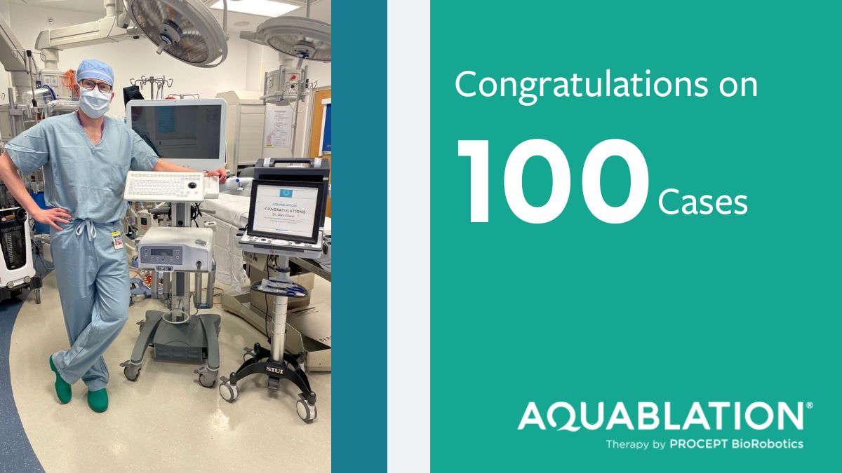 Congratulations to Dr. Alex Glaser of Northshore University Health System for completing 100 #Aquablation Therapy cases! Discover the benefits of our advanced, minimally invasive #BPHtreatment: bit.ly/36rGp4w #MedEd #urologist