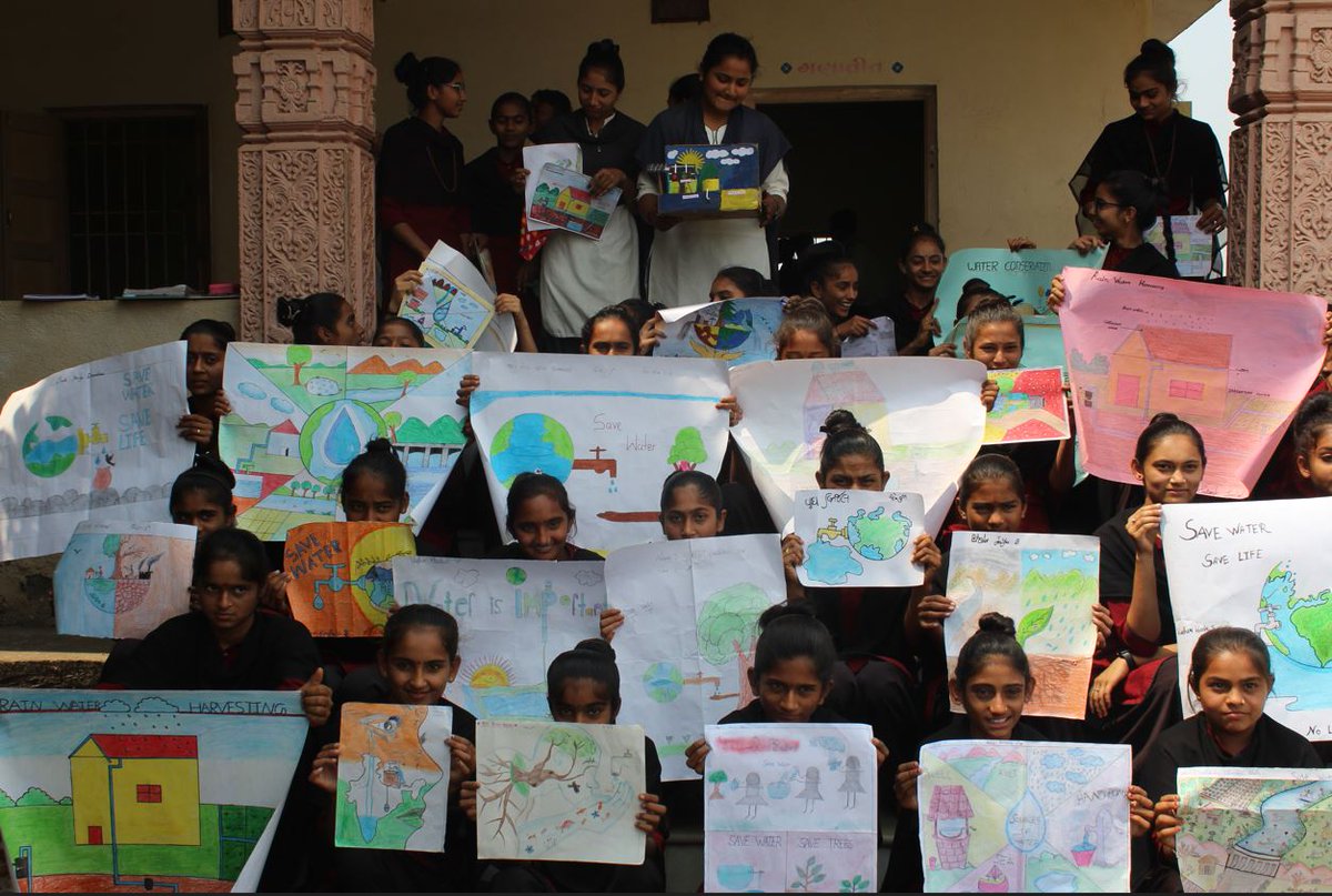 The children at the school on Lodhva, #Gujarat drew inspiring pictures to celebrate the installation of the #groundwater #desalination system.  We are excited to show the benefits of this new approach which can be deployed in arid regions suffering from rising #salinity.