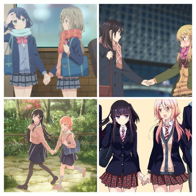 百合作品の手繋ぎ。1安達としまむら2citrus3やがて君になる4捏造トラップNTR4つとも尊い♥#安達としまむら #c