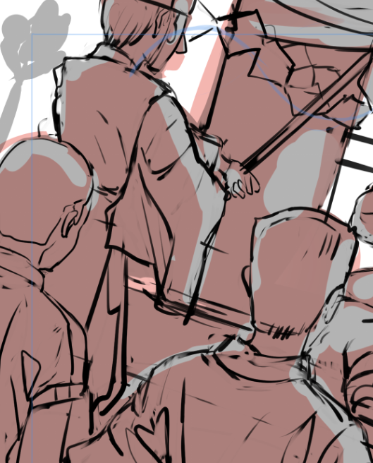 今回は背景とかモブ周りの情報量が多く大変だけど、描きごたえがあって、楽しむ……というより没頭しながらやってる。 