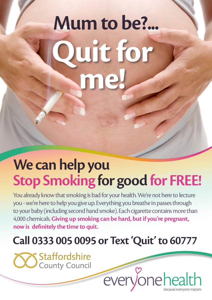 fhws0's tweet photo. From April 2023 the Stop Smoking in Pregnancy Service will be available to all household members of pregnant people in Staffordshire, even if the pregnant person does not smoke. 
Please call 0333 005 0095 or text QUIT to 60777 #SmokeFree #QuitForMe https://t.co/4BHSo27p3i