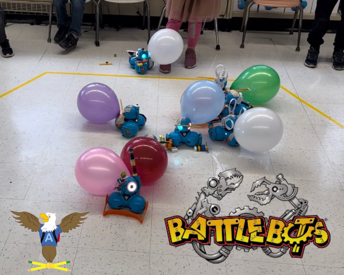 AdamsvilleTech's tweet photo. Enrichment STEM Challenge @BRRSDAdamsville students put their coding skills to the test creating Battle Bots carrying balloons and tools to pop another teams cargo! 🤖✏️🎈
@BRRSDComm @BRRSDTech @WonderWorkshop #STEM #Robotics #Coding #EdTech https://t.co/phL1OkwfGd