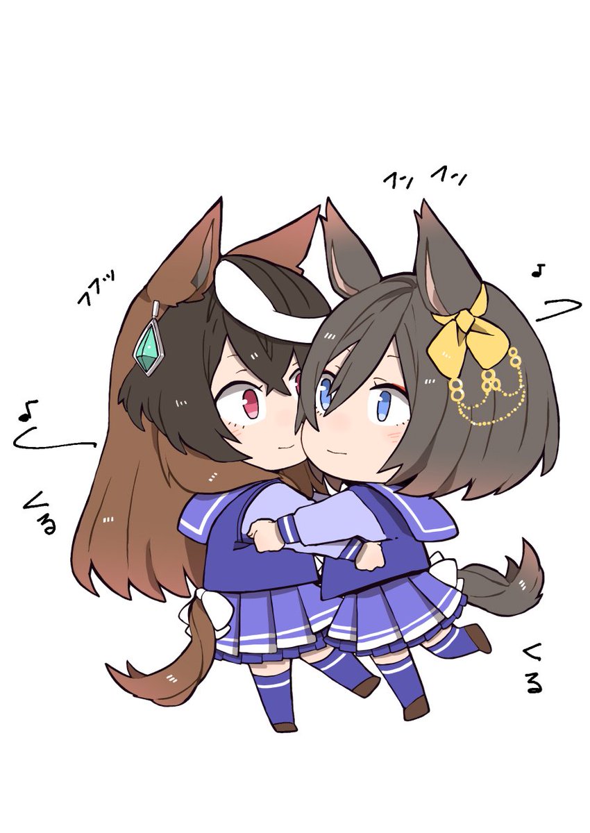 air groove (umamusume) ,symboli rudolf (umamusume) multiple girls 2girls animal ears horse ears school uniform horse girl brown hair  illustration images