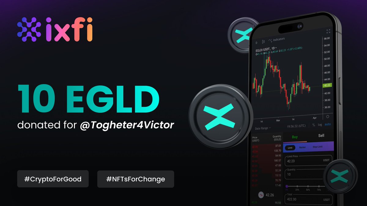 ixfiexchange's tweet photo. 🚀 Excited to support @wecowcow's incredible initiative after @nft_bucharest. 

💜 As part of our commitment, we're proud to donate 10 #EGLD to @Together4Victor.

🤝 Let's remember that #crypto has the power to make the world a better place for all. #CryptoForGood #NFTsForChange https://t.co/ehSRwQaIoQ