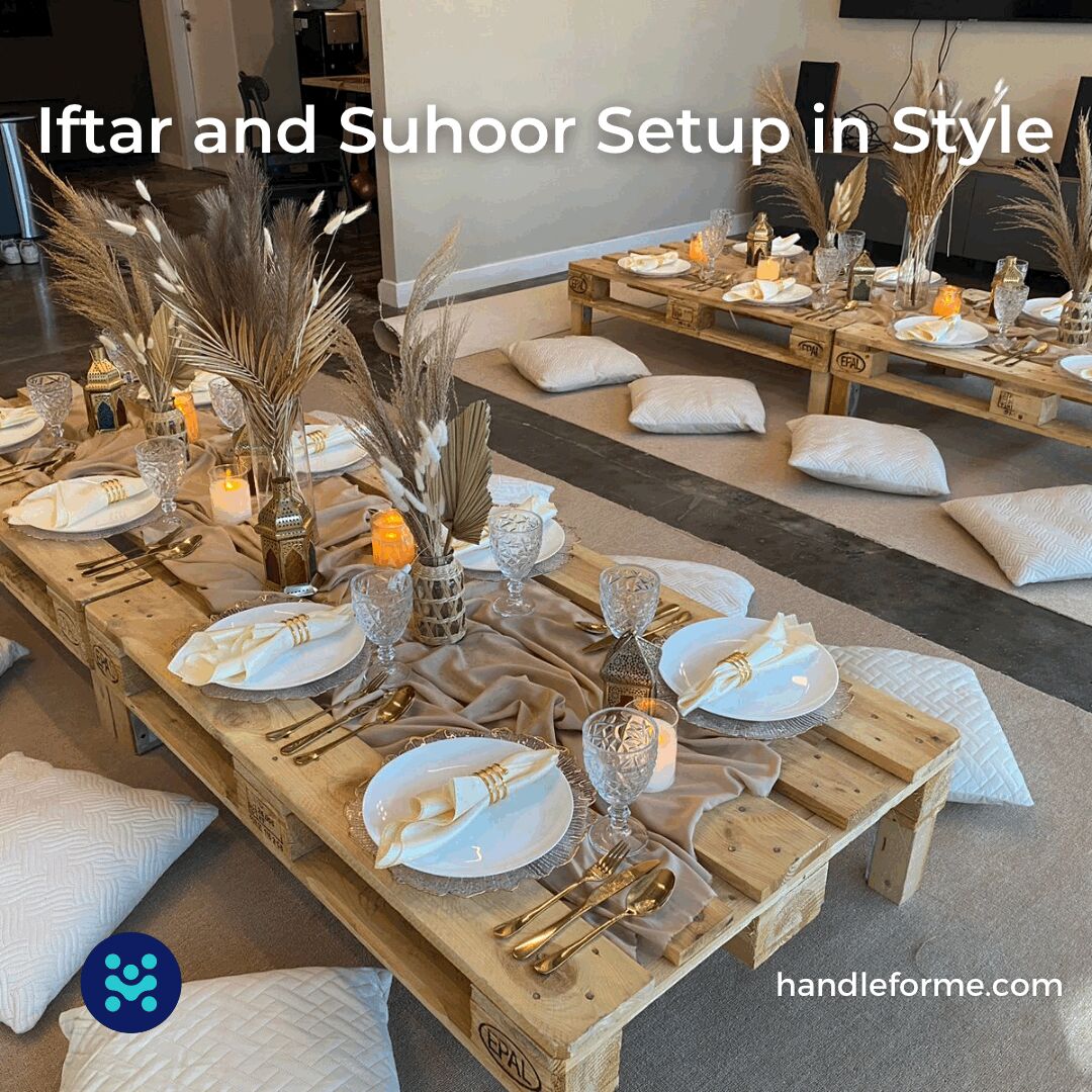 HandleformeCom's tweet photo. 🌙✨ Check out our stylish company #Iftar setup! Elegant low seating, tasteful decorations, and delicious catering to make your #RamadaninUAE unforgettable. Join us in #Dubai, #AbuDhabi &amp; across the #UAE. 🕌🇦🇪 #IftarCatering #RamadanKareem #UAERamadan https://t.co/KaGtvGN5w6