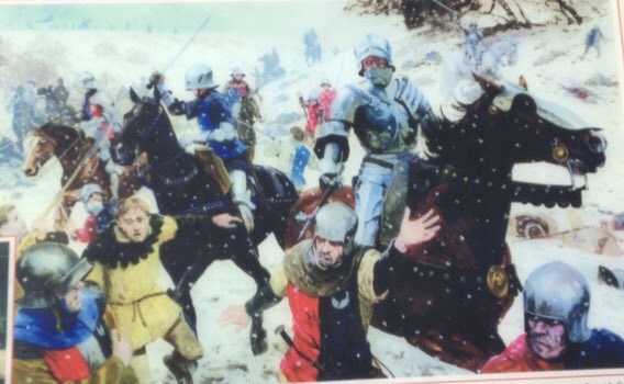 #OTD 29 March 1461 As reinforcements arrive under Norfolk, the Yorkists get the upper hand and the Lancastrians fall into disarray. As they retreat,   they are pursued to York by Edward’s cavalry leaving a corridor of corpses 8 by 3 miles long.