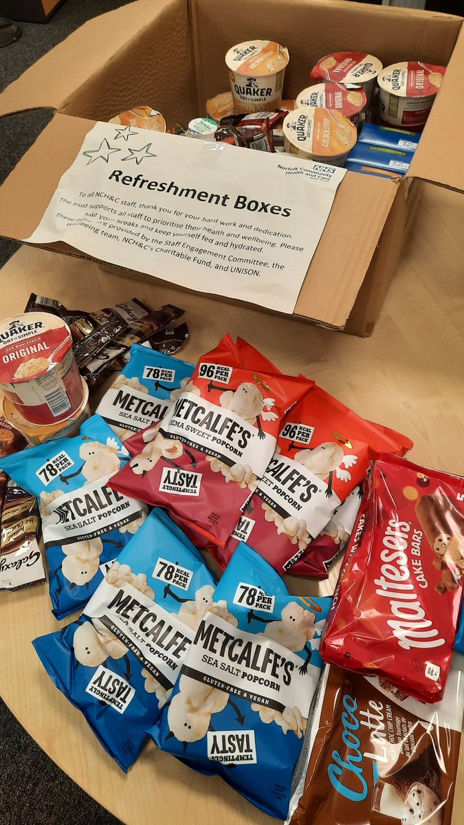Our Refreshment Box has arrived <a href="/CLDT_North/">North Norfolk Community Learning Disabilities Team</a> big thanks to <a href="/NCHC_Engagement/">Staff Engagement at NCH&C</a> <a href="/NCHC_CF/">NCHC Charitable Fund</a> <a href="/unisontheunion/">UNISON - UK's largest union</a> <a href="/NCHC_NHS/">NCH&C</a>