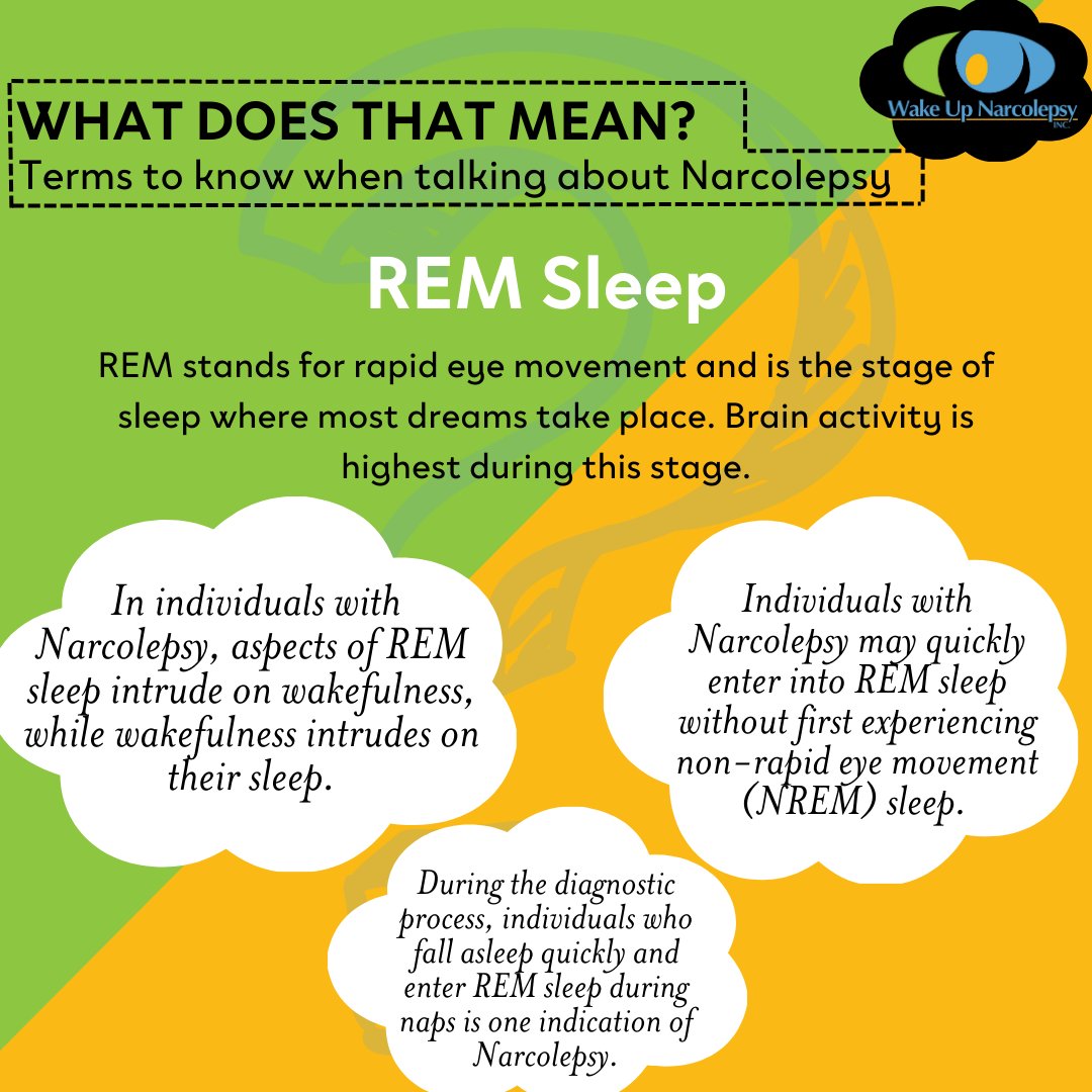 wakenarcolepsy's tweet image. This installment of &quot;What Does That Mean? Wednesday&quot; is all about #REMSleep

REM sleep is something everyone experiences, but PWNs have a different relationship with it. 

Comment suggestions for terms you want to see broken down!

#Narcolepsy #WakeUpNarcolepsy #WUN