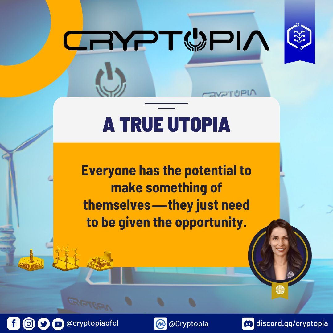 SamClark_CRT's tweet photo. Cryptopia represents opportunity, but it must be guarded so the gates open for all. Not just for the wealthy and the intellectual elite. It is the Unifiers' duty to ensure the gates stay open. That is what Jane Brown fights for.
#Cryptopia #TraditionalFaction #Web3 #Utopia $CRT https://t.co/vGG3U7eAPS