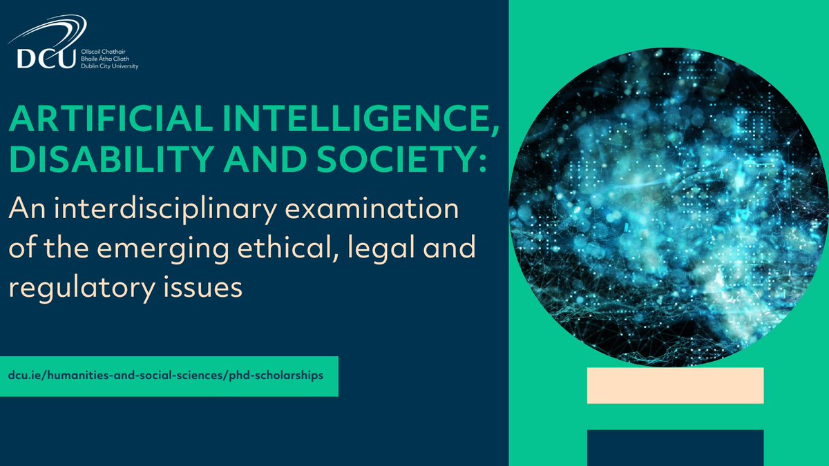 📣 Attention aspiring scholars! A fully funded #PhD scholarship is on offer in the field of AI, Disability, and Society. Join us in exploring the emerging, ethical, legal, and regulatory issues. Apply here - ow.ly/BofP50NuQae #phdlife #research #phdjourney #phdstudentlife