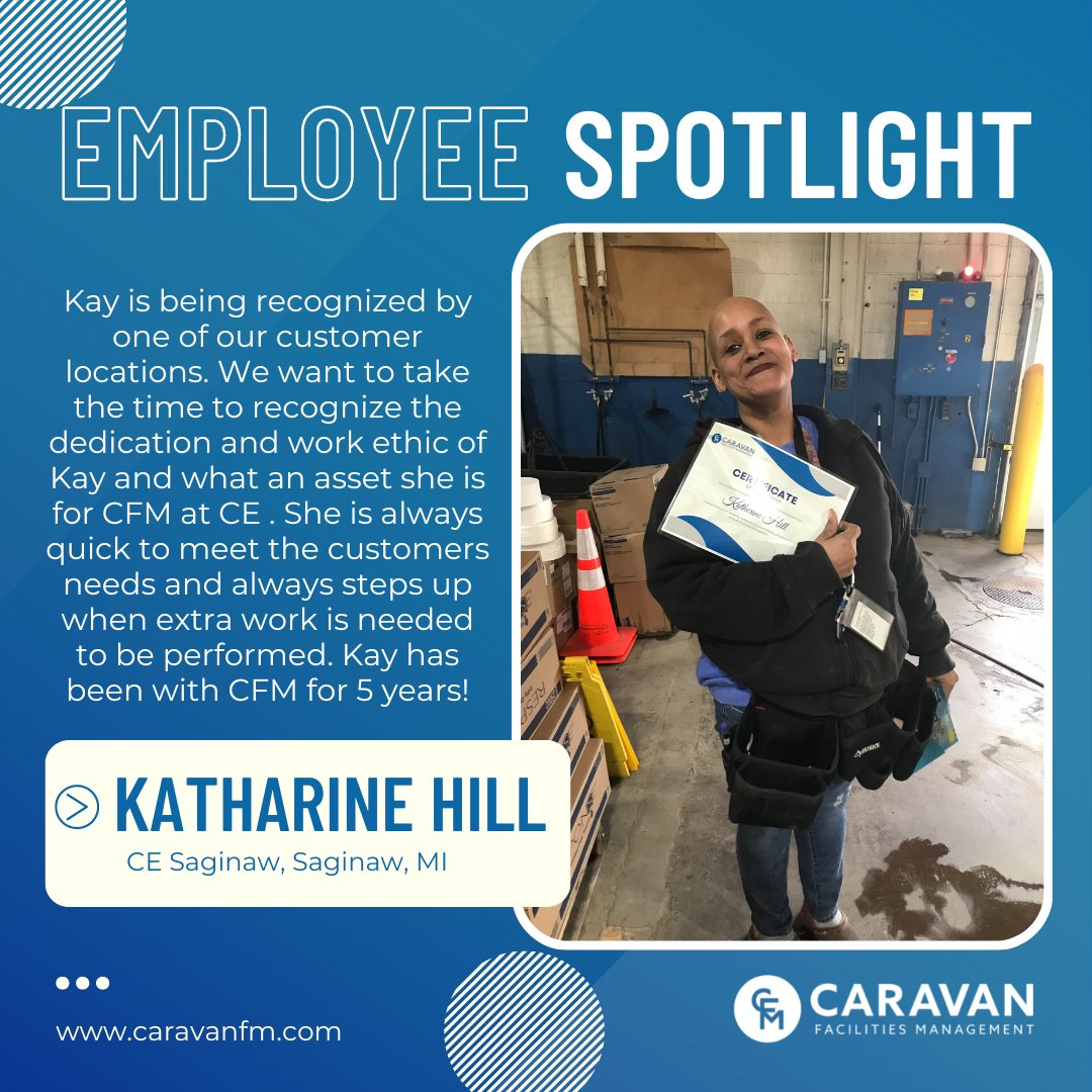 Congratulations Katharine 'Kay' Hill ✨

Thank you for your dedication and hard work to Caravan and CE! You are a remarkable asset to #TeamCFM

#EmployeeSpotlight #FacilitiesManagement