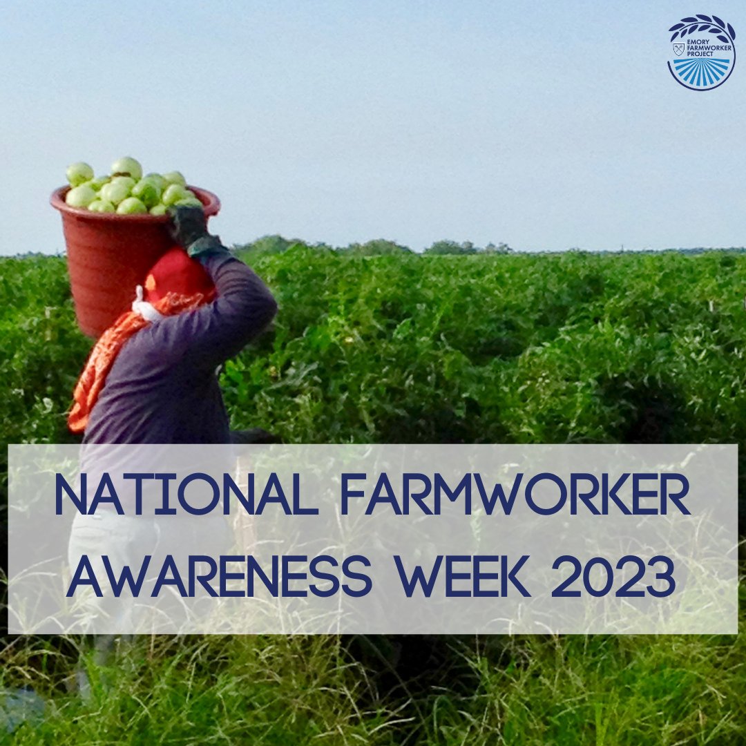 EmoryFarmworker's tweet photo. It's National Farmworker Awareness Week - this year's theme is "Things Are Heating Up For Workers".

See images for more about the importance of farmworkers and the impact of climate change on their health and livelihood. #NFAW2023 https://t.co/O2ZqZFUmH1