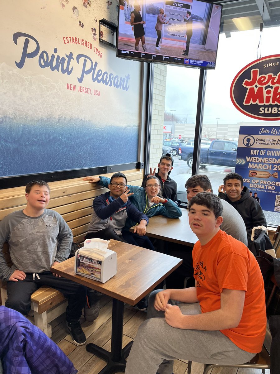 MHS_PreVoc's tweet photo. Thanks to the @flutiefdn and @jerseymikes for an awesome community trip yesterday! Today is the day of giving! Stop by a Jersey Mike’s and support the Flutie Foundation! #community #choosetoinclude #dayofgiving #PreVocRocks https://t.co/i1VZRRoAcU