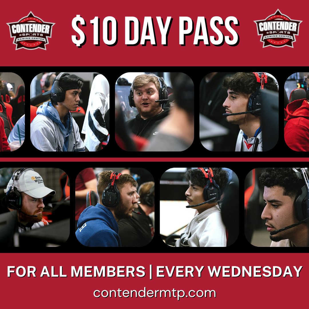 It's $10 day pass Wednesday! All members can get a day pass for just $10 and game all day!