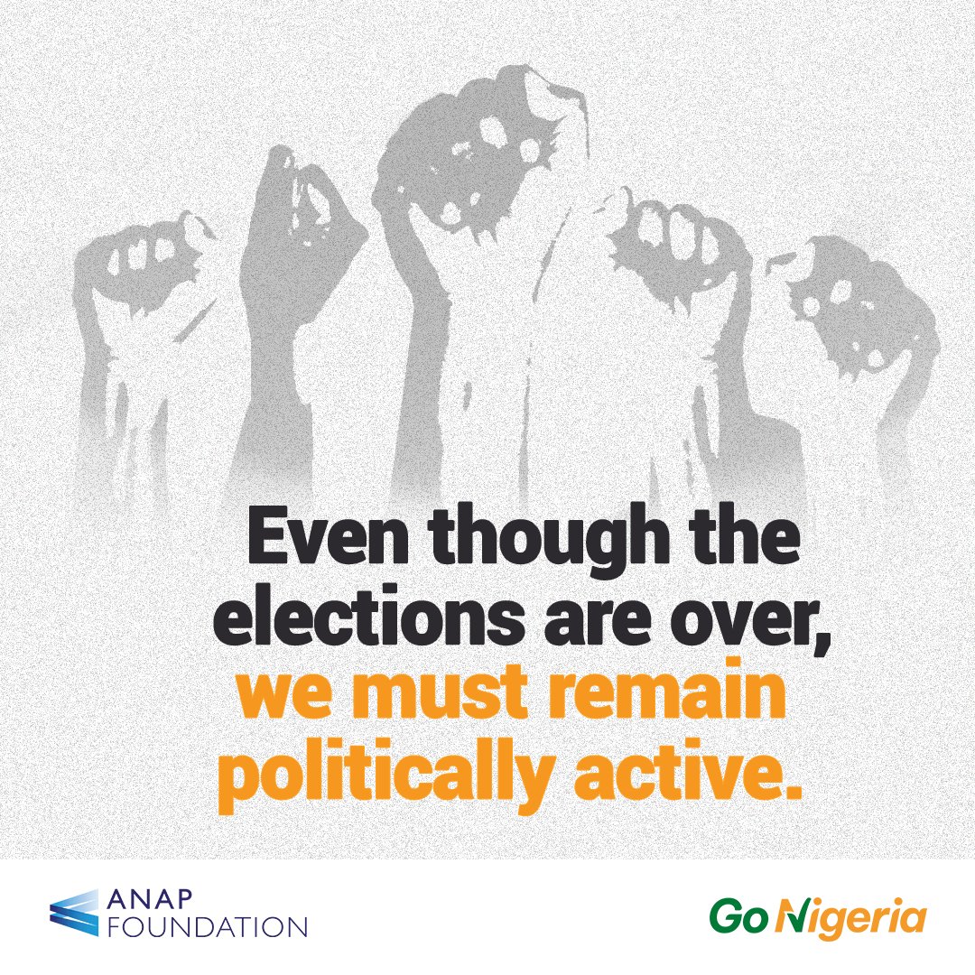 anapfoundation's tweet image. Dear Nigerian youths , we must continue to hold our leaders accountable, even during non-election periods. Continue to contribute to your community, stay abreast of local government elections, election tribunal proceedings etc  #GoNigeria #Getinvolved