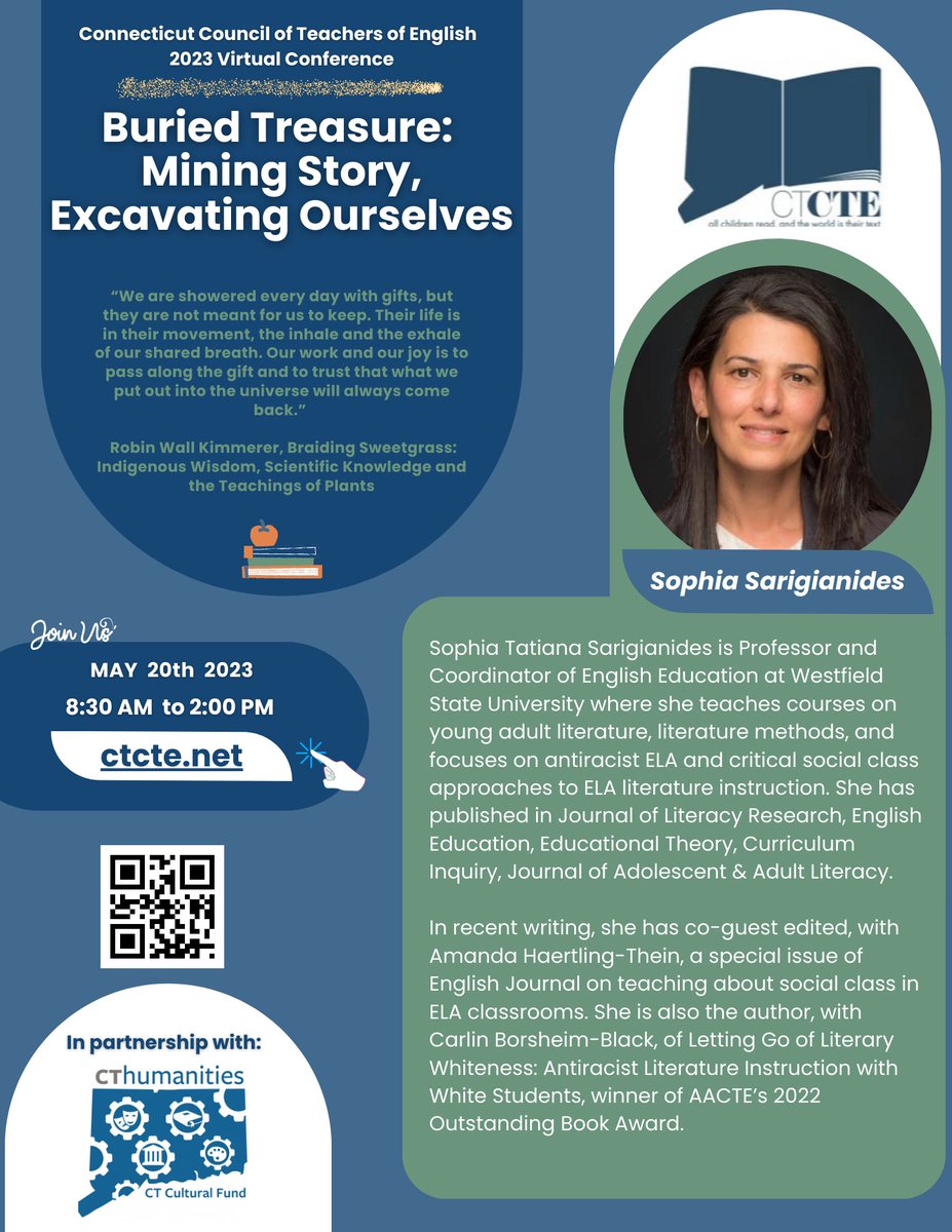 CTCTE 2023 conference is  coming in May. If you haven't had the pleasure of  listening  to Sophia Tatiana Sarigianides, this is a great opportunity. Dynamo extraordinare! #ctcte #ncteaffiliates
