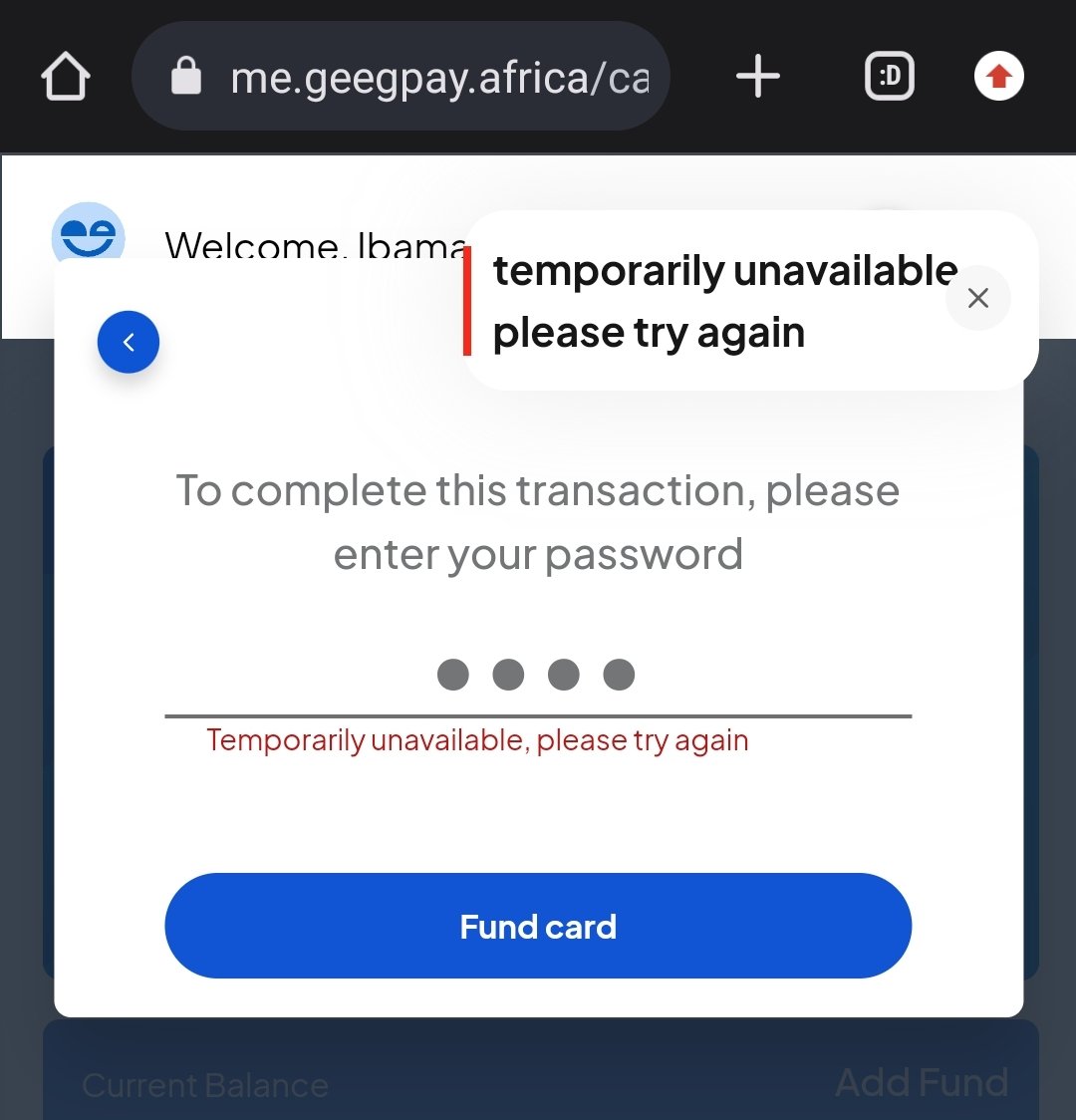BrightIbama's tweet photo. @geegpay_hq I have reported this issues to you guys severally. Can't withdraw funds, can't fund card for months now https://t.co/PIBF799o0J