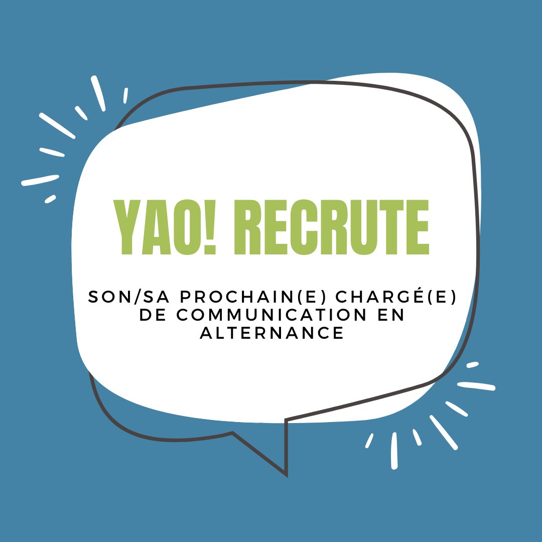 YAO! recrute son ou sa prochain(e) chargé(e) de communication 🎯

Afin d'animer une communauté de près de 600 membres sur toute la Bretagne, nous recherchons notre prochaine pépite !

Retrouvez toutes les informations liées au poste via : vu.fr/hKAz

#communication
