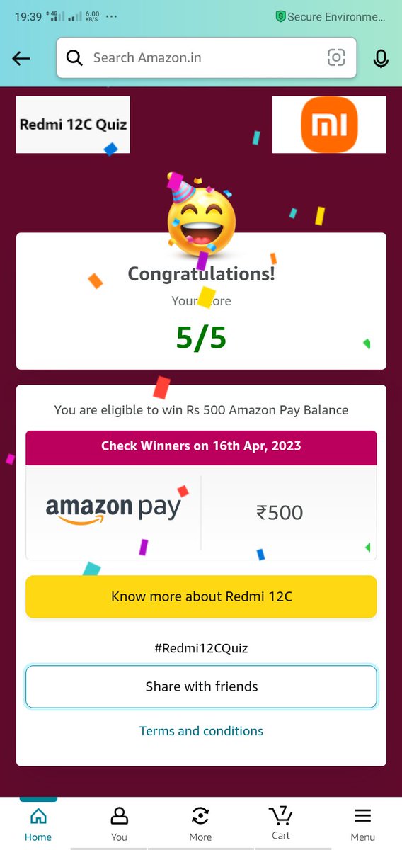Brunoat2017's tweet photo. #Redmi12CQuiz I played this interesting Quiz on Amazon-Play games at Amazon FunZone  https://t.co/IZngkhkagW https://t.co/CfW3jVXAJb
