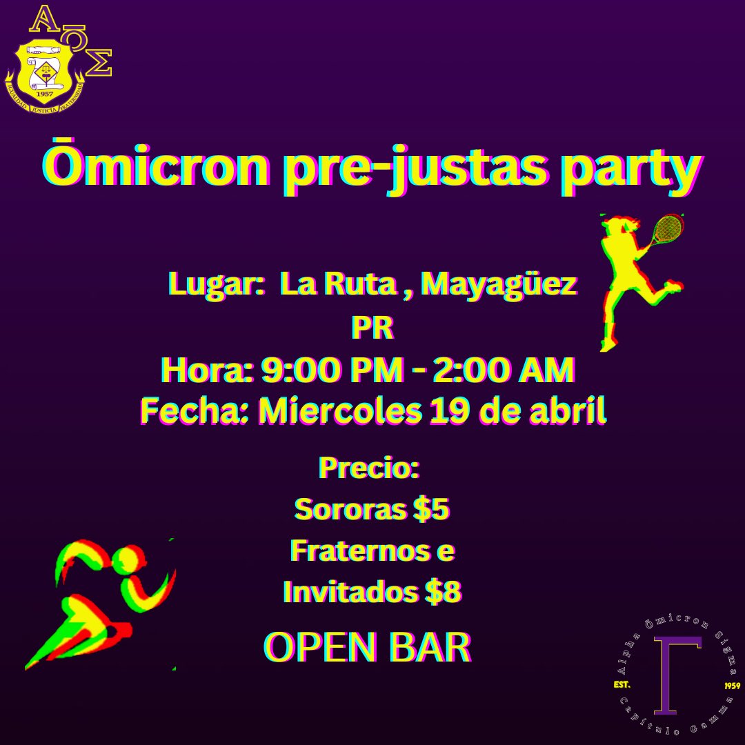GammaAOE's tweet photo. El capitulo Gamma de la Honorable Fraternidad Alpha Ōmicron Sigma les trae a ustedes el “Omicron Pre-Justas Party” para comenzar a calentar los motores para las tan esperadas justas 2023 https://t.co/wnRBNSPPEV