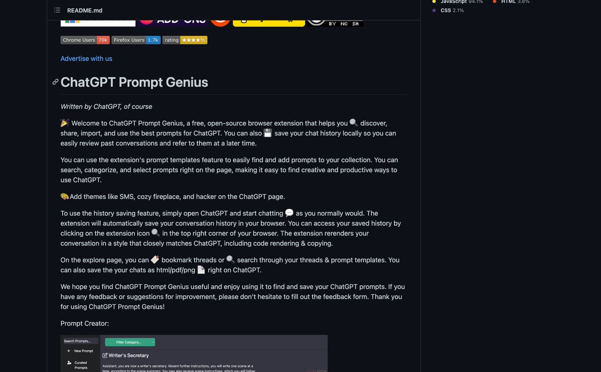 13. ChatGPT Prompt Genius

ChatGPT is like a superhuman but it requires great prompts.

Discover, share, import, and use the best prompts for ChatGPT &amp; save your chat history locally.

chrome.google.com/webstore/detai…