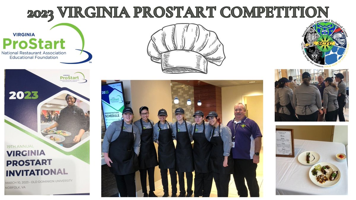 Congratulations to <a href="/SpotsyCTC/">Spotsylvania Career & Tech Center</a>  Culinary ProStart Team for competing in the 2023 Virginia Prostart Competition held at ODU.  This team did an amazing job and we are so proud of their accomplishments, hard work and dedication to the SpotsyCTC Culinary Program.  
#spotsyctc