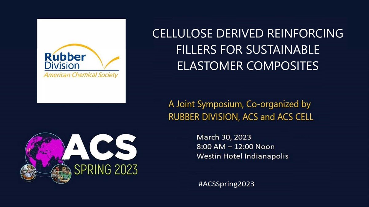 Chuck Brady (@cbrady_rdacs) on Twitter photo Excited for the first <a href="/RubberDivision/">Rubber Division, ACS</a> sponsored session at a National ACS meeting in decades! Co-organized with <a href="/ACScell/">ACS CELL Division</a>. Tomorrow, March 30, 8AM-Noon.
#ACSSpring2023
#sustainability Excited for the first <a href="/RubberDivision/">Rubber Division, ACS</a> sponsored session at a National ACS meeting in decades! Co-organized with <a href="/ACScell/">ACS CELL Division</a>. Tomorrow, March 30, 8AM-Noon.
#ACSSpring2023
#sustainability