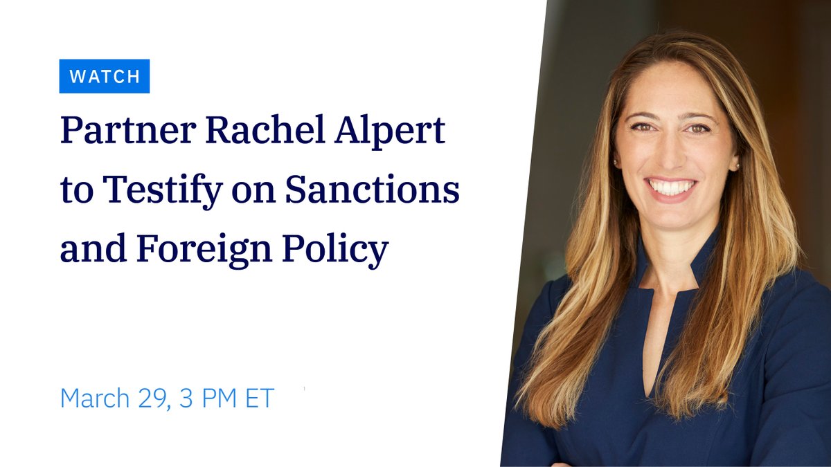 Tune in today at 3 pm ET to watch Rachel Alpert testify before the House Foreign Affairs Oversight and Accountability Subcommittee. She will discuss the effectiveness of multilateral #Sanctions and the need to calibrate sanctions to foreign policy goals. jenner.com/en/news-insigh…