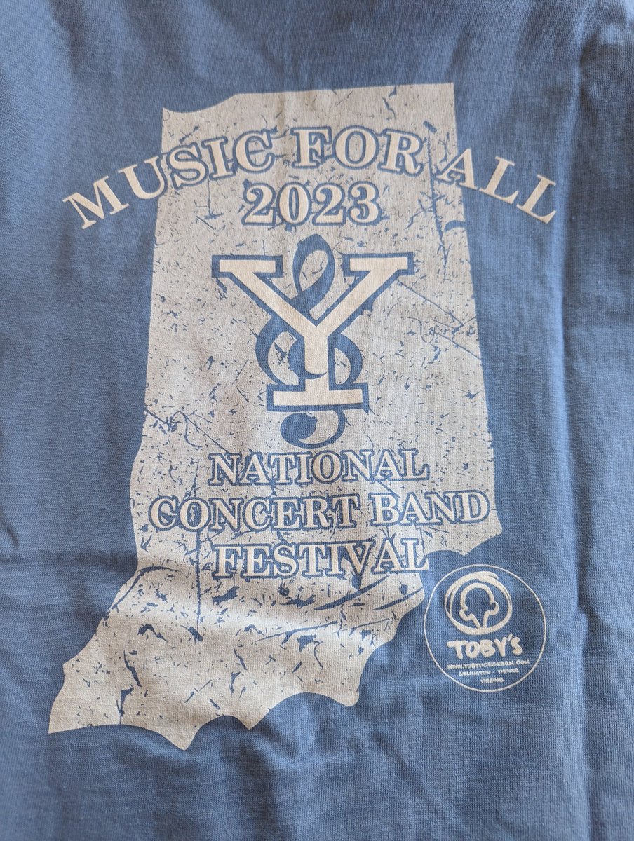 Thank you @TobysIceCream for being a sponsor of the @yorktownbands trip to Indianapolis for the @musicforall National Concert Band Festival! Just got a look at our 'tour shirt'!
