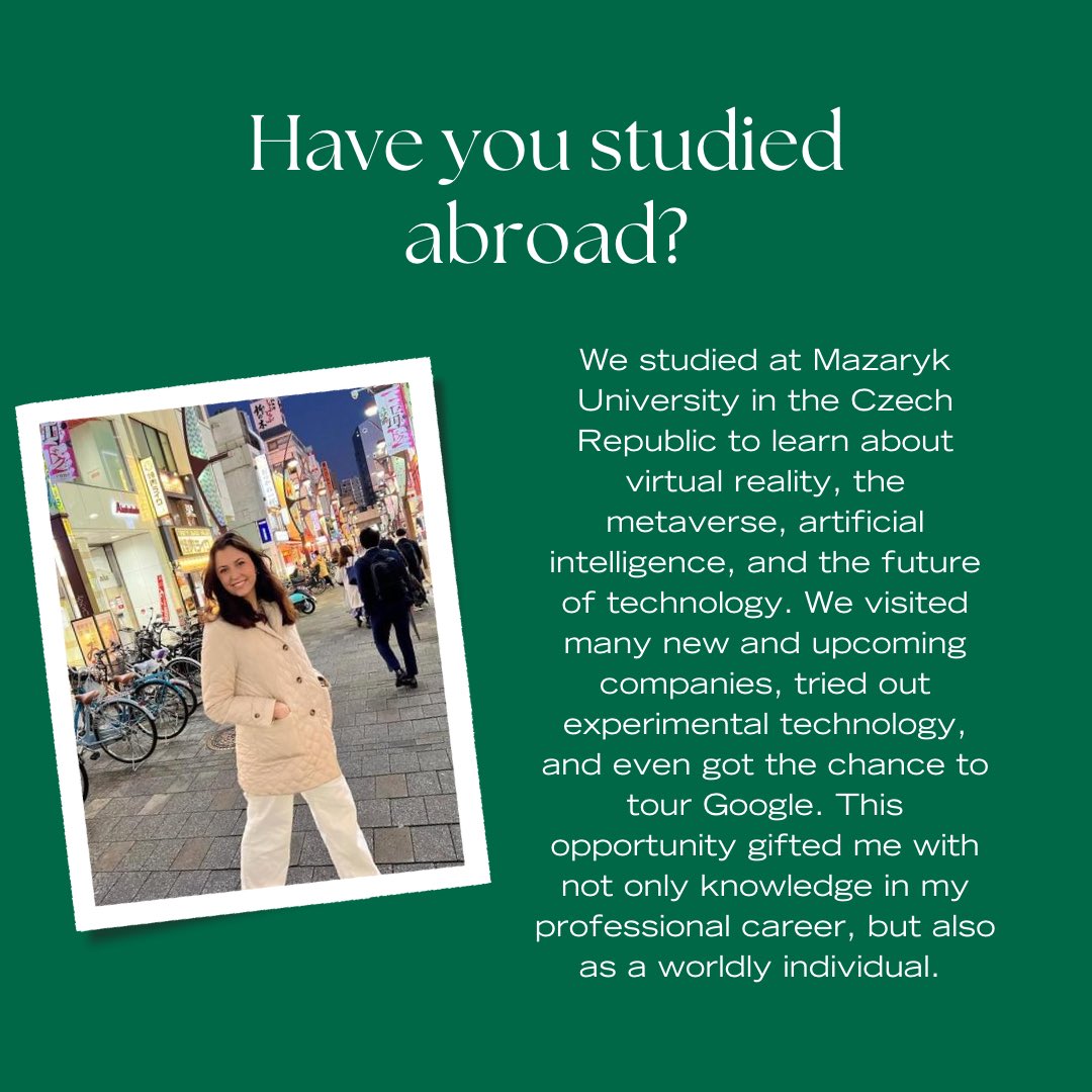 Being at the forefront of learning about new technology such as AI &amp; virtual reality is such an amazing opportunity!

Being abroad while you get to do so only makes it better ✈️ 

Thank you for sharing Delaney! 

#usf #usfzap