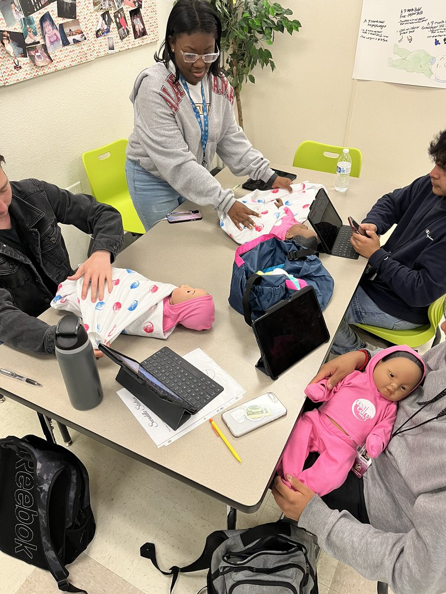 MsSC_LHS's tweet photo. #LHSHumanDev had fun workingwith RealCare babies to practice infant care skills like swaddling and car seat safety! @RealityworksInc @lisdcte https://t.co/BtjutD3AOO