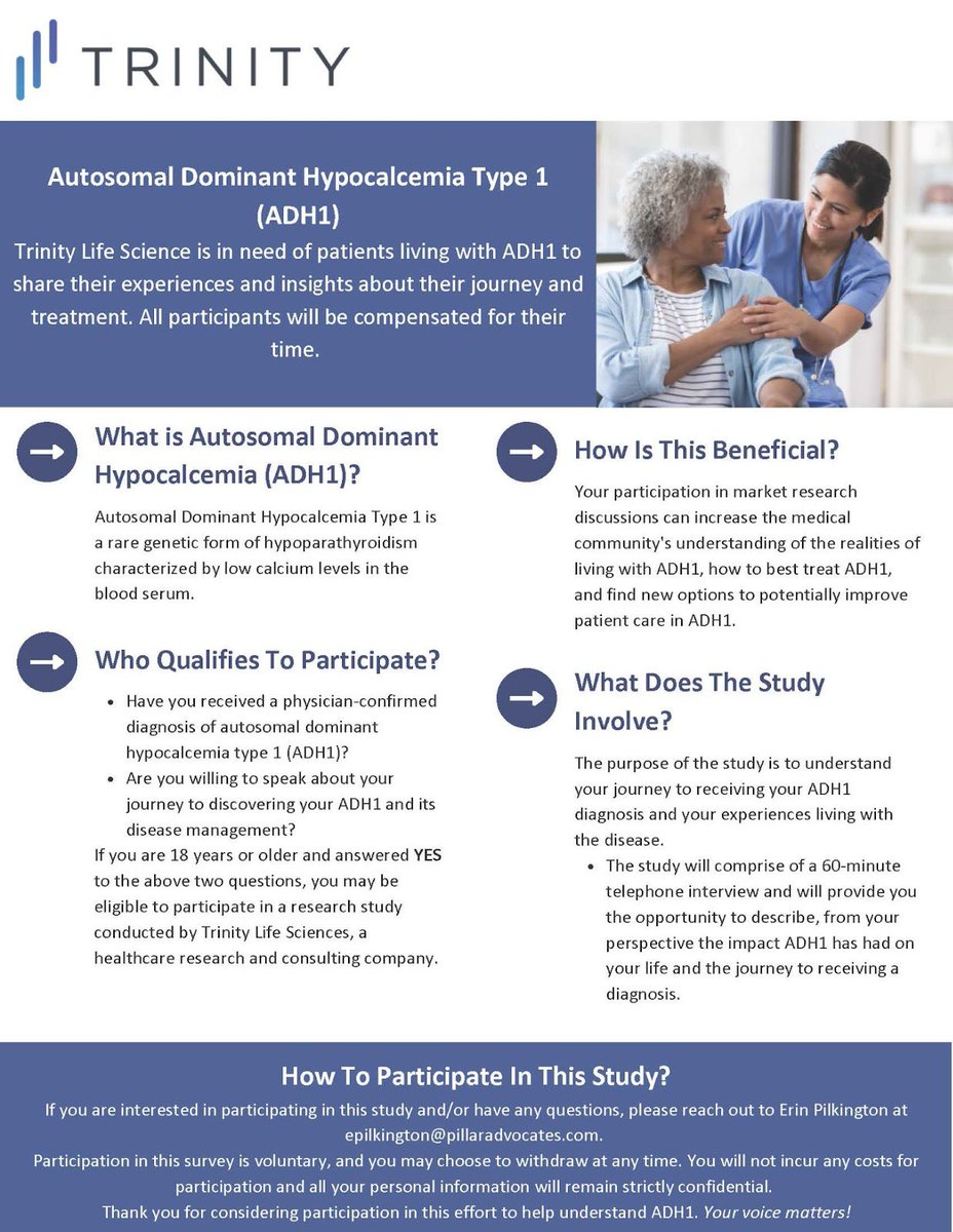 HypoPARA Association (@hypoparaassoc) on Twitter photo Are you or someone you know diagnosed with autosomal dominant hypocalcemia type 1 (ADH1)? Pillar Patient Advocates is looking to interview patients on their diagnosis & treatment experience. If you're interested or want learn more, email epilkington@pillaradvocates.com #hypopara Are you or someone you know diagnosed with autosomal dominant hypocalcemia type 1 (ADH1)? Pillar Patient Advocates is looking to interview patients on their diagnosis & treatment experience. If you're interested or want learn more, email epilkington@pillaradvocates.com #hypopara