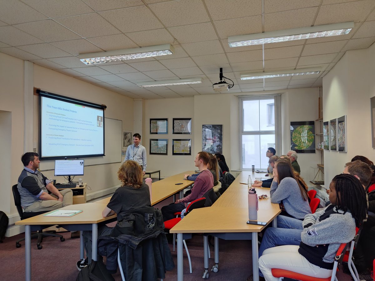 yinghuiwei's tweet photo. Truly enthused by Brandon and Joe @RCHTWeCare's presentation on health data science in real world problems - great to see a full house attendance, although I didn't manage to get everyone in the photos #MScHealthDataScience @plym_math @RSS_SouthWest https://t.co/ioC2IKrb0R