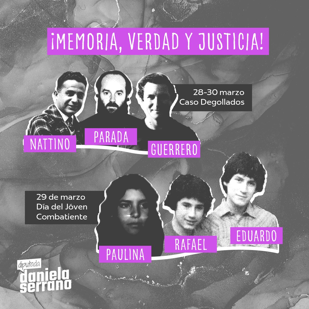 SerranoDaniela_'s tweet photo. Como cada 29 de marzo, por Nattino, Parada y Guerrero; por Paulina Aguirre y por los hermanos Vergara Toledo, ¡verdad, justicia y memoria! 🌹 https://t.co/VZxSQXASed