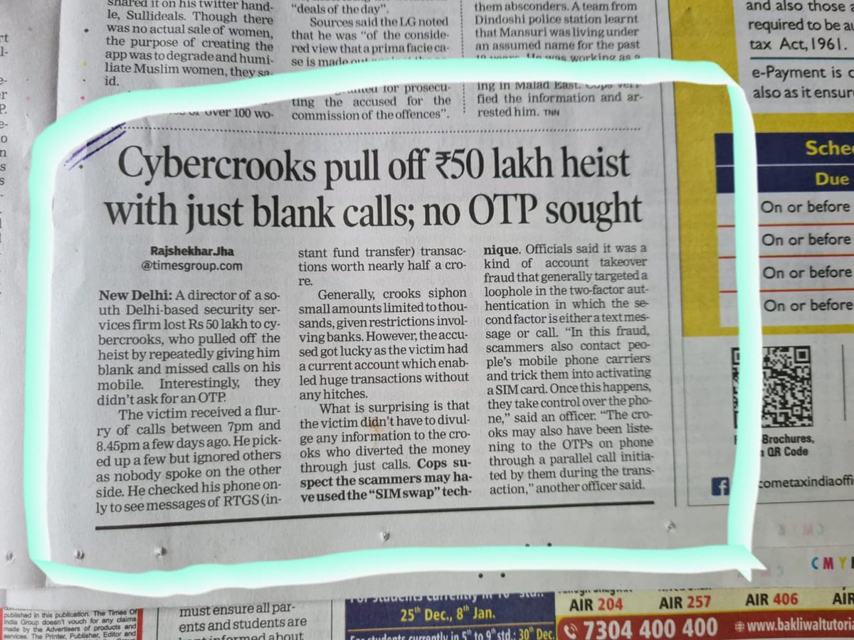 raaj_hydb's tweet image. Just blank calls
No OTP
#simswap 
Be careful tweeple
Money can be siphoned off easily 
@digitaldutta