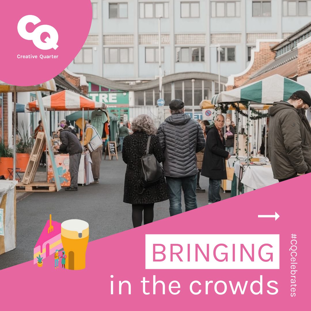 CQNottm's tweet photo. #CQCelebrates increasing footfall and hosting cultural experiences. 🎨🎸🍻 We’re proud to have played a huge role in bringing crowds into the city and supporting a weekend and night-time economy. 
Highlights include @Greenhustlefest, @Wigflex and #LightNight... https://t.co/xYVJgmgOhQ