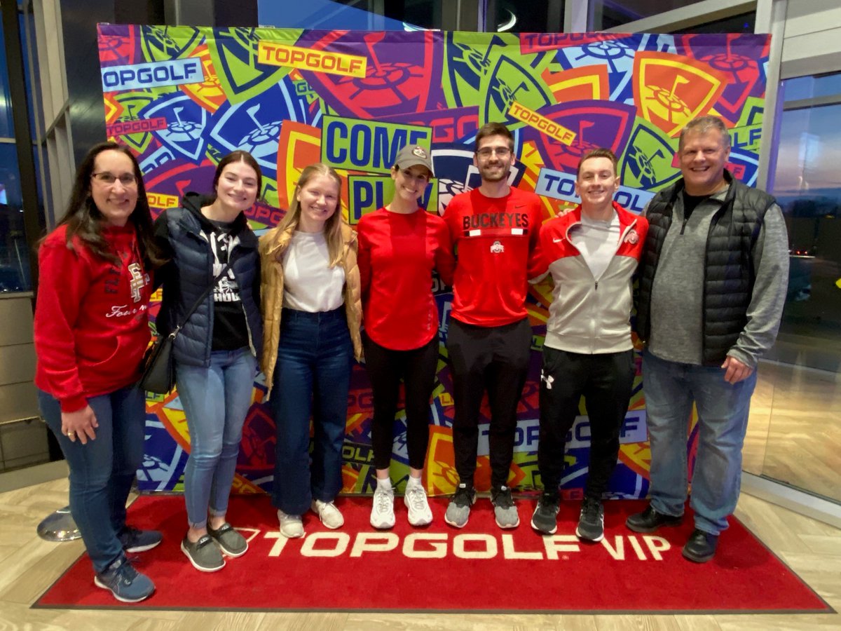 OSUOptometry's tweet image. Good times are par for the course w/the Anderson/Walline #OSUopt SocialEyes group, as they enjoyed a fun night at Top Golf. Pictured: Dr. Anderson, Grace Scheresky, Grace Olczak, Nina Kudimova, Griffin Mason, Kevin Pollock and Dr. Walline. #optometrystudents #optometryschool