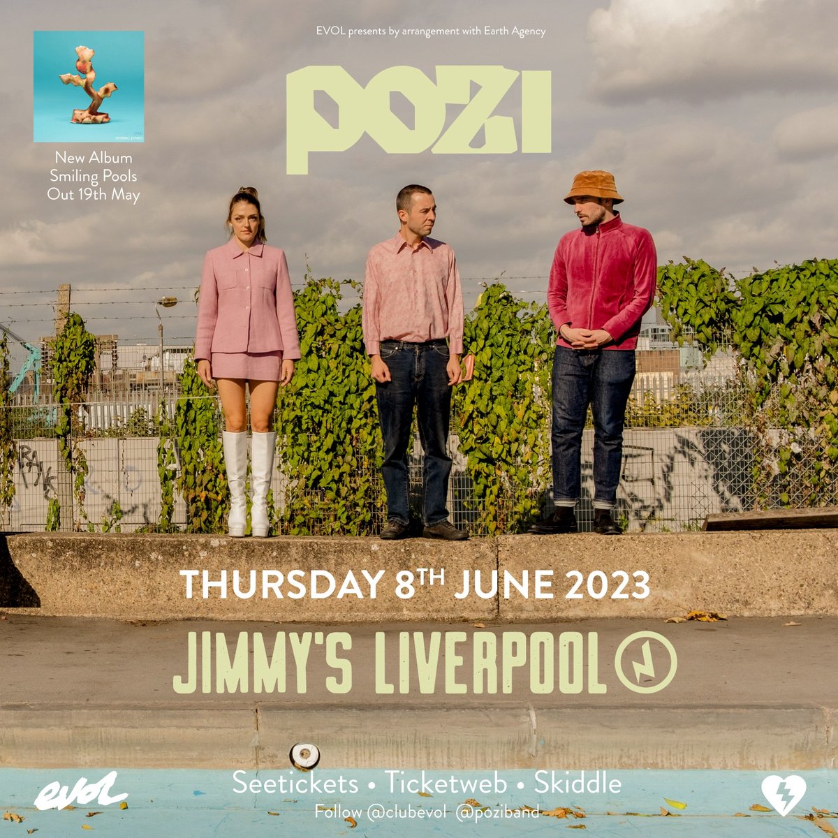New @poziband single 'Pest Control' available to stream now here: open.spotify.com/album/3sFxdA58… it's taken from their sophomore album Smiling Pools which is out May 19 on @PRAHRecordings. They bring the album LIVE to @JimmysLiverpool June 8. Get tickets here: seetickets.com/event/pozi/jim…