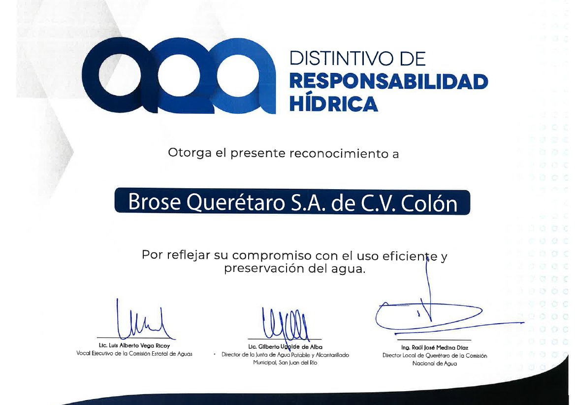 BroseMx's tweet photo. El distintivo de Responsabilidad Hídrica en la Industria, aQa, es el mayor reconocimiento otorgado por la @cea_qro  en colaboración con la @conagua_mx .  La planta de Brose Aeropuerto recibió el distintivo aQa con un reconocimiento de mención honorífica,  #CuidemosElAgua https://t.co/ugfSzj91wf