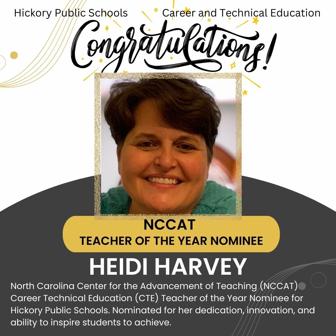 JDLatHPS's tweet photo. 💖😎Congratulations to Heidi Harvey on her NCCAT Teacher of the Year Nomination representing Hickory Public Schools.
#hickoryschools @HickoryCTE #KarenBoyles1 #CTEforNC #NcacteE #NCCAT #teacherlife #educators @hickoryschools https://t.co/CqWsyW6RmM