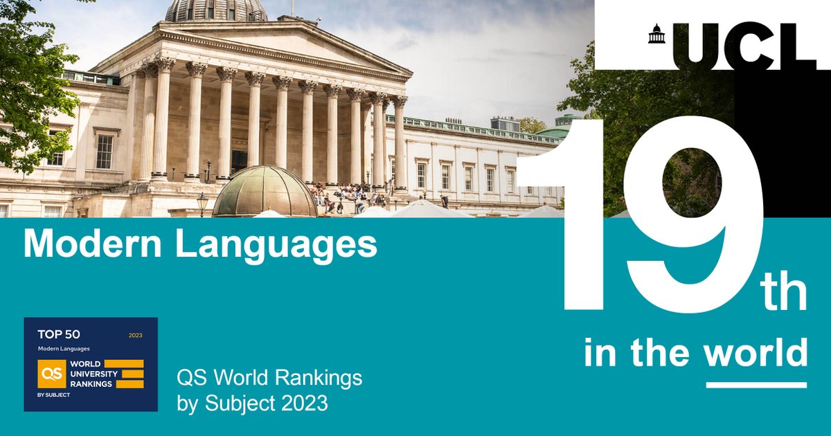 We are very happy and proud to announce the QS World Ranking by Subject for 2023 for Modern Languages! 
@worlduniranking  #QSWUR @TopUnis @ucl